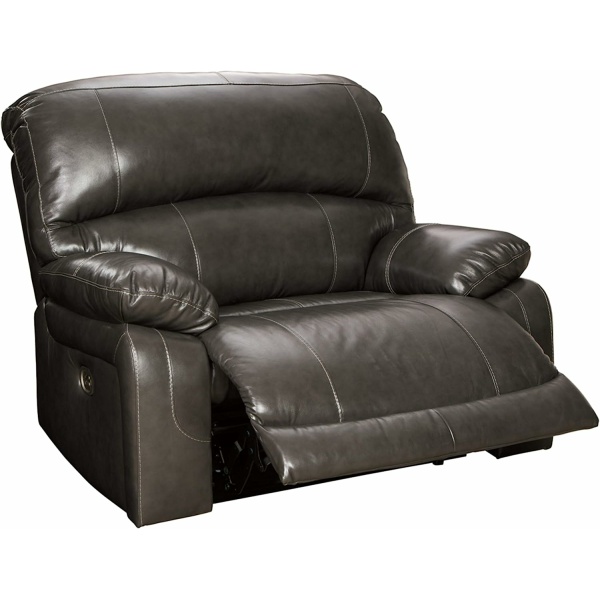 Ashley Hallstrung Power Recliner Oversized, Gray Leather