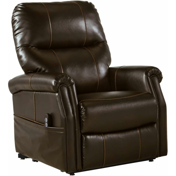 Ashley Markridge Power Lift Recliner, Faux Leather Chocolate Brown