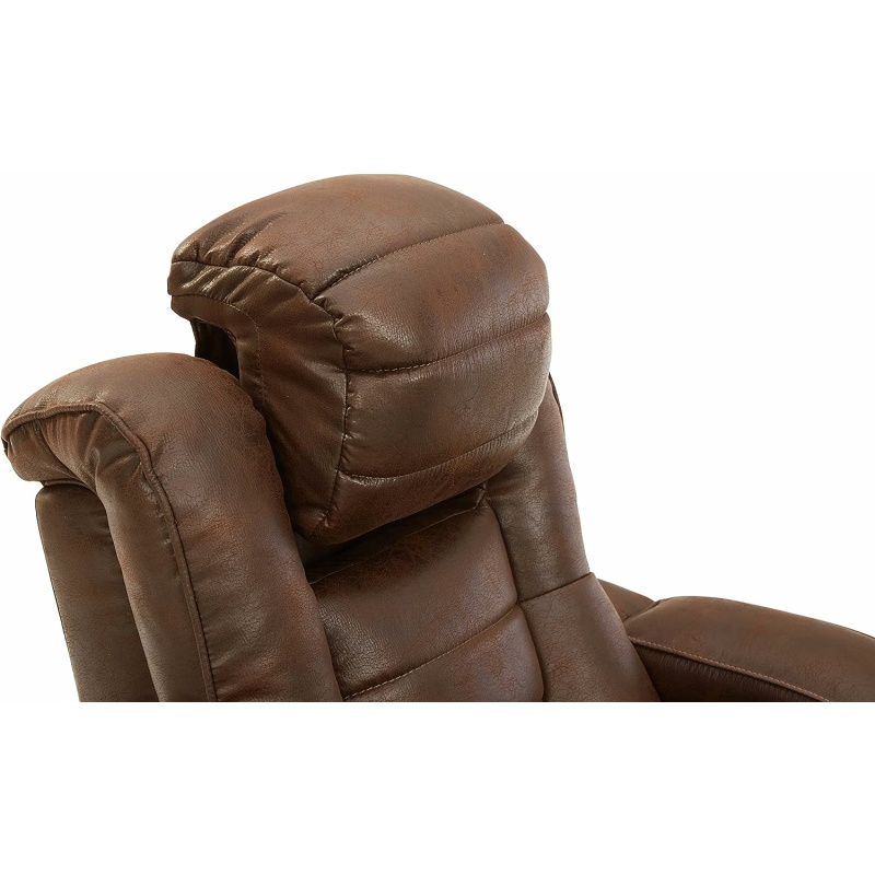Ashley Owner's Box Power Recliner, Faux Leather Dark Brown