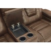 Ashley Owner's Box Power Reclining Loveseat, Faux Leather Dark Brown