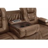 Ashley Owner's Box Power Reclining Sofa, Faux Leather Dark Brown
