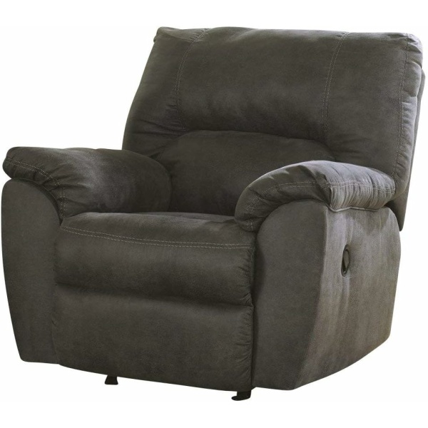Ashley Tambo Recliner - Manual Rocker, Faux Leather Pewter Gray