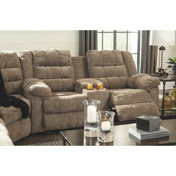 Ashley Workhorse Oversized Manual Reclining Loveseat, Cocoa Light Brown