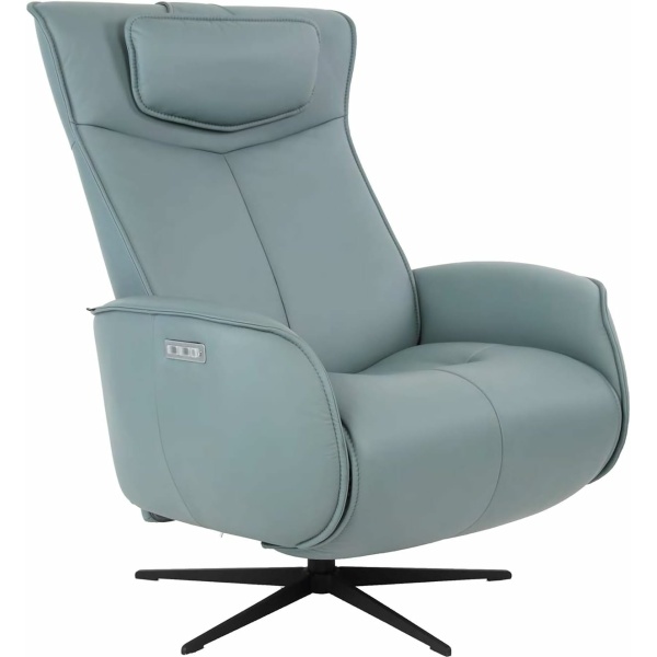 Fjords Axel Recliner- Large Power Relaxer Chair, Ice Soft Line Premium Leather with a Matte Black Base
