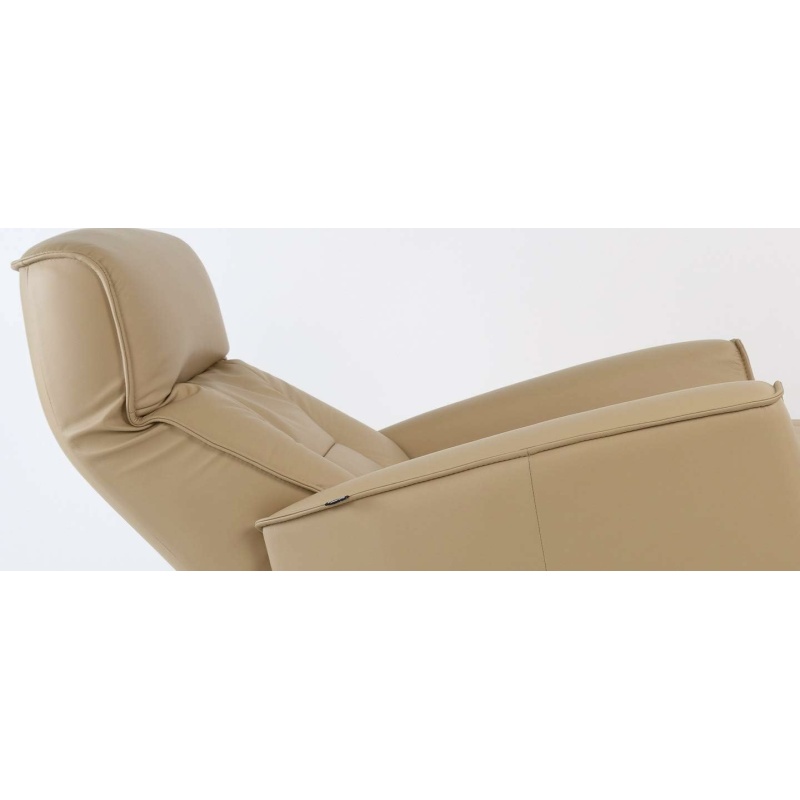 Fjords Harstad Recliner - Small Motorized Power Recline Swivel Swing Relaxer Chair, Latte Soft Line Premium Leather