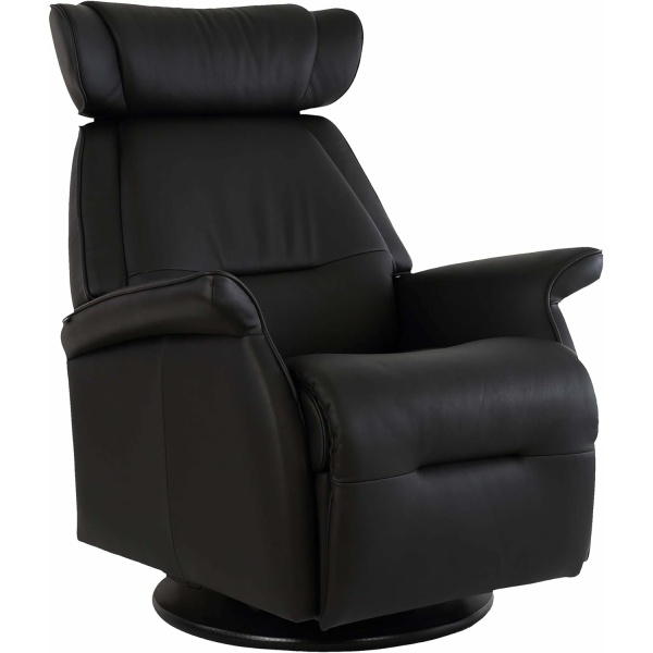 Fjords Miami Small Power Swing Relaxer Recliner, Black Astro Line Genuine Premium Leather