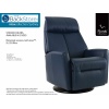 Fjords Sydney Small Power Swivel Swing Relaxer Recliner Chair, Blue Soft Line Premium Leather