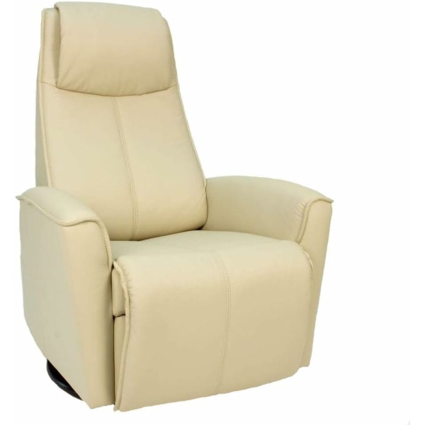 Fjords Urban Recliner - Small Power Recline Swivel Swing Relaxer Chair, Latte Soft Line Leather