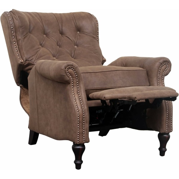 BarcaLounger Kendall Recliner - High Barrel Wingback Chair, Dark Sanded Bomber Leather