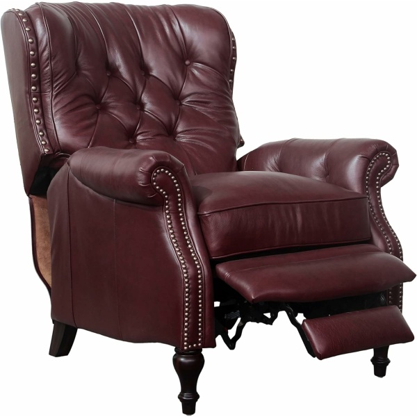 BarcaLounger Kendall Recliner - High Barrel Wingback Chair, Shoreham Wine All Leather