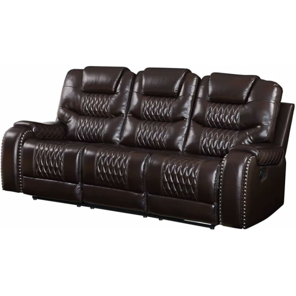 Acme Braylon Reclining Sofa, Brown Faux Leather