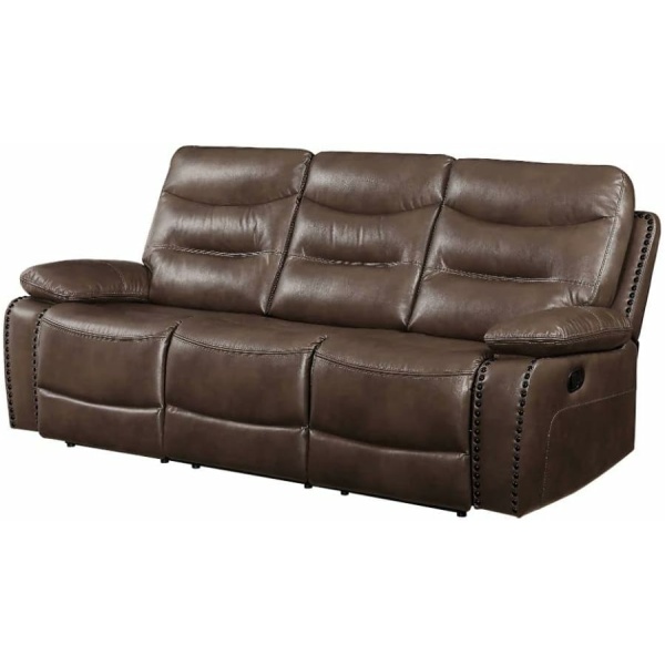 ACME Furniture Aashi Reclining Sofa, Brown Leather-Gel Match