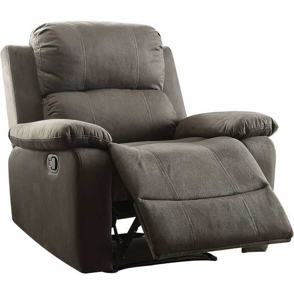 Acme Furniture Bina Recliner Motion with Pillow Top Amrest, Charcoal Microfiber