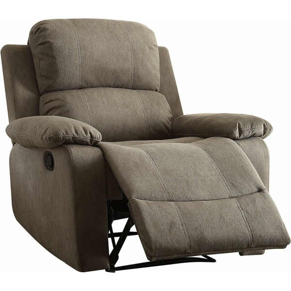 Acme Furniture Bina Recliner Motion with Pillow Top Armrest, Gray Microfiber
