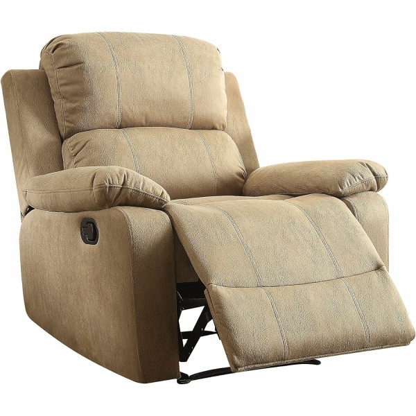 Acme Furniture Bina Recliner Motion with Pillow Top Armrest, Light Brown Microfiber