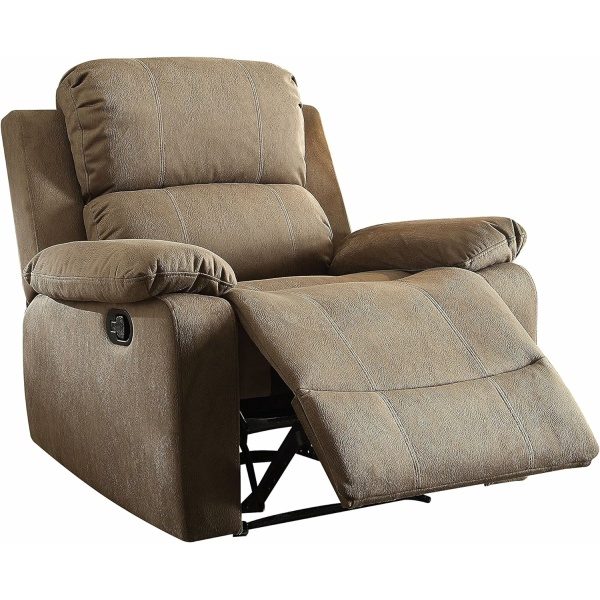 Acme Furniture Bina Recliner Motion with Pillow Top Armrest, Taupe Microfiber