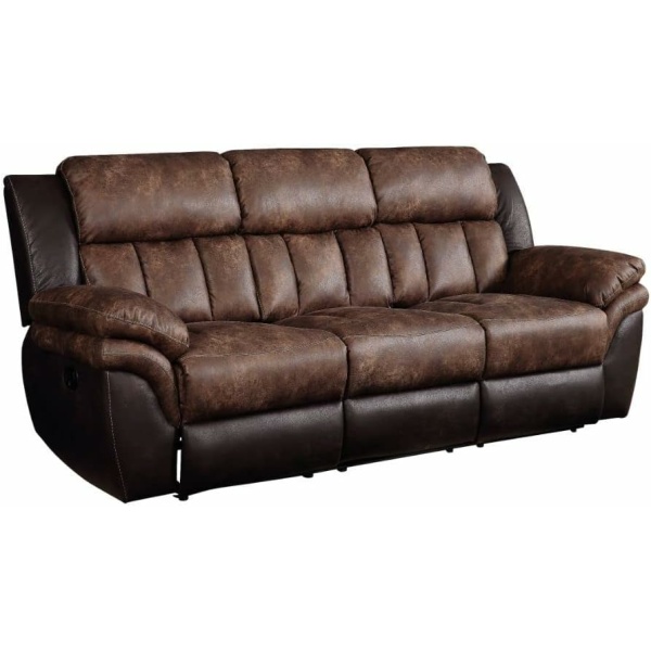 Acme Furniture Jaylen Reclining Sofa, Toffee and Espresso Microfiber