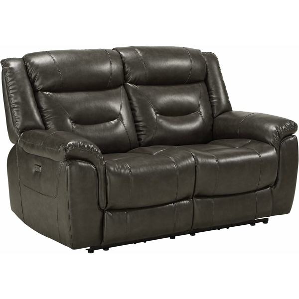 Acme Imogen Reclining Loveseat - Power Motion, Gray Leather-Aire
