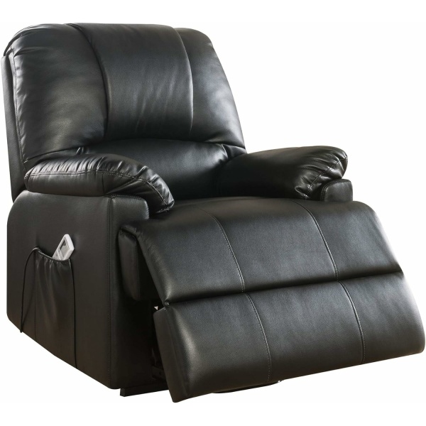 Acme Ixora Recliner with Power Lift, Black Faux Leather