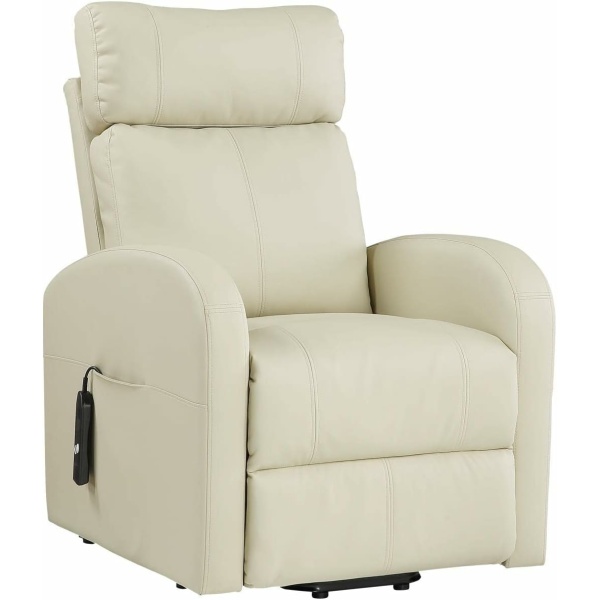 Acme Ricardo Recliner with Power Lift, Beige Faux Leather