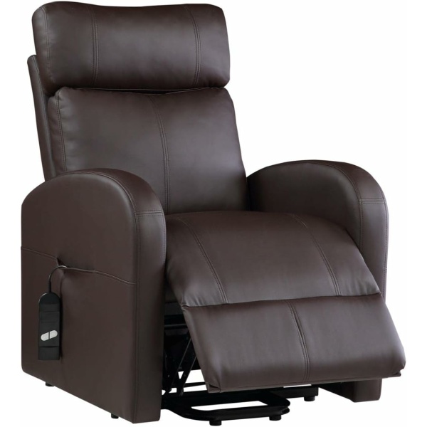 Acme Ricardo Recliner with Power Lift, Brown Faux Leather