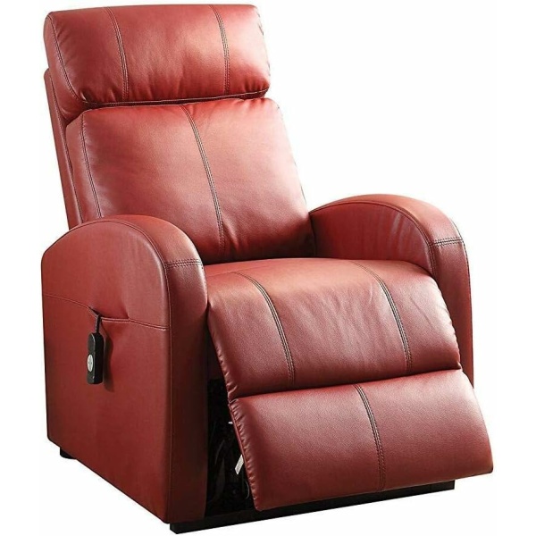 Acme Ricardo Recliner with Power Lift, Red Faux Leather