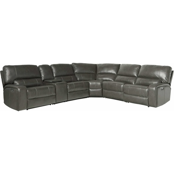 Acme Saul Sectional Sofa with 2 Reclining Seats, Gray Faux Leather