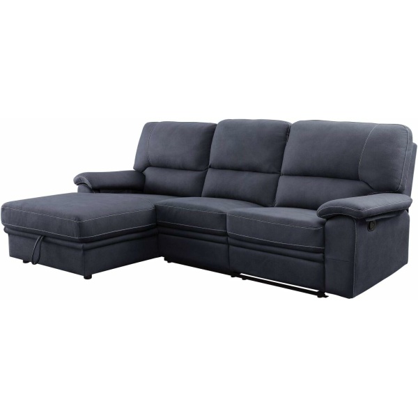 Acme Trifora Reclining Sectional Sofa with Storage, Dark Gray Fabric