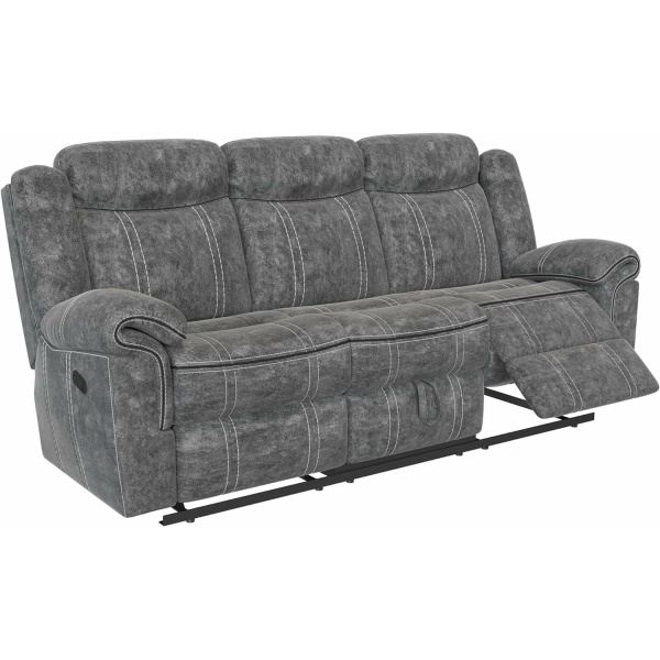 Acme Zubaida Reclining Sofa with USB Dock, 2-Tone Gray Velvet