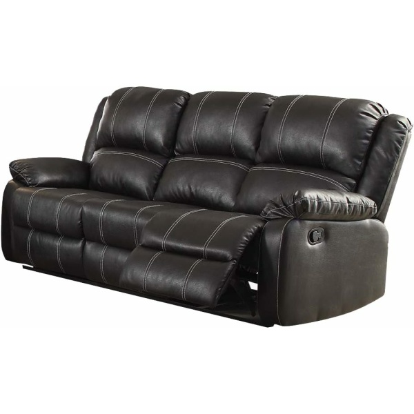 Acme Zuriel Motion Reclining Sofa, Black Faux Leather