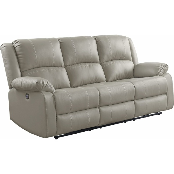 Acme Zuriel Power Motion Reclining Sofa, Beige Faux Leather