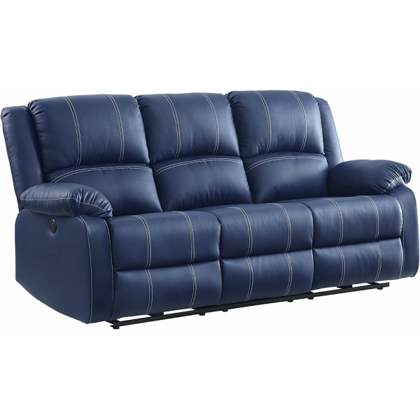 Acme Zuriel Power Motion Reclining Sofa, Blue PU