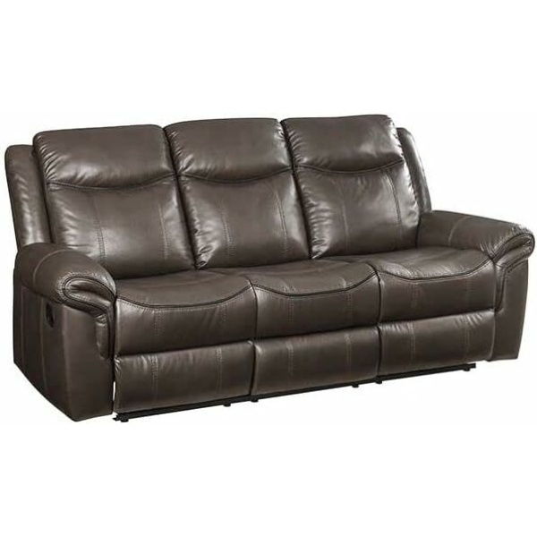 Acme Lydia Reclining Sofa with USB Port, Brown Leather Aire
